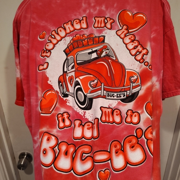 Buc-ee's My Heart Led Me Pink Tie Dye Graphic T-shirt Sz 2XL Casual Summer Beach - Picture 5 of 6